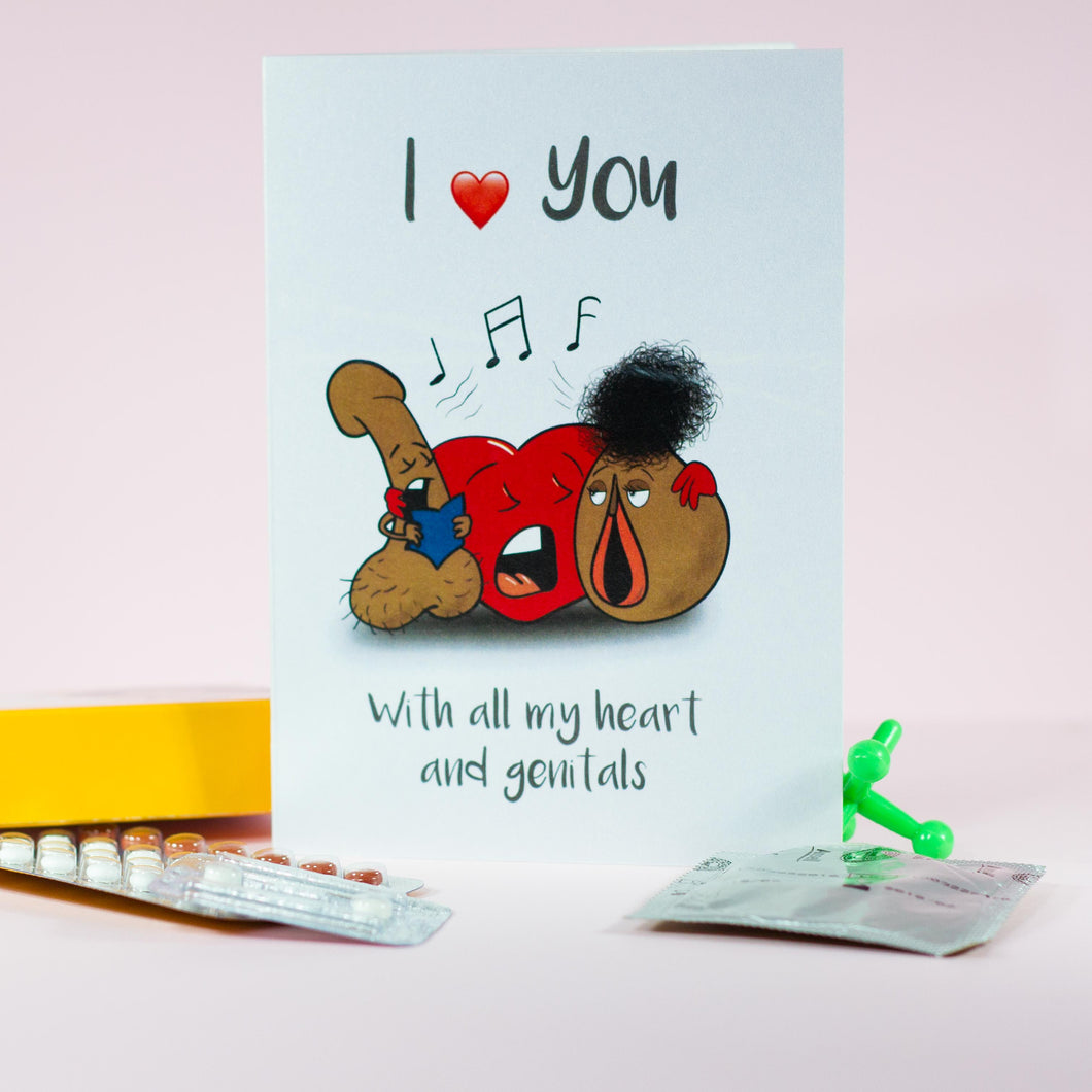 Love Themed Gift Card - With all my heart and genitals
